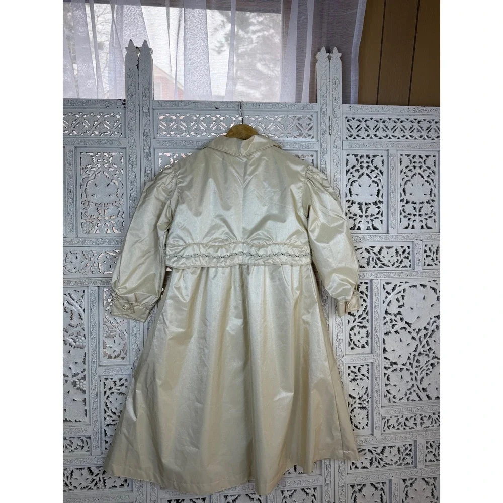 Vtg F. W.‎ Fischer Floral Coquette Girls Trench Dress Event Coat Sz 6X